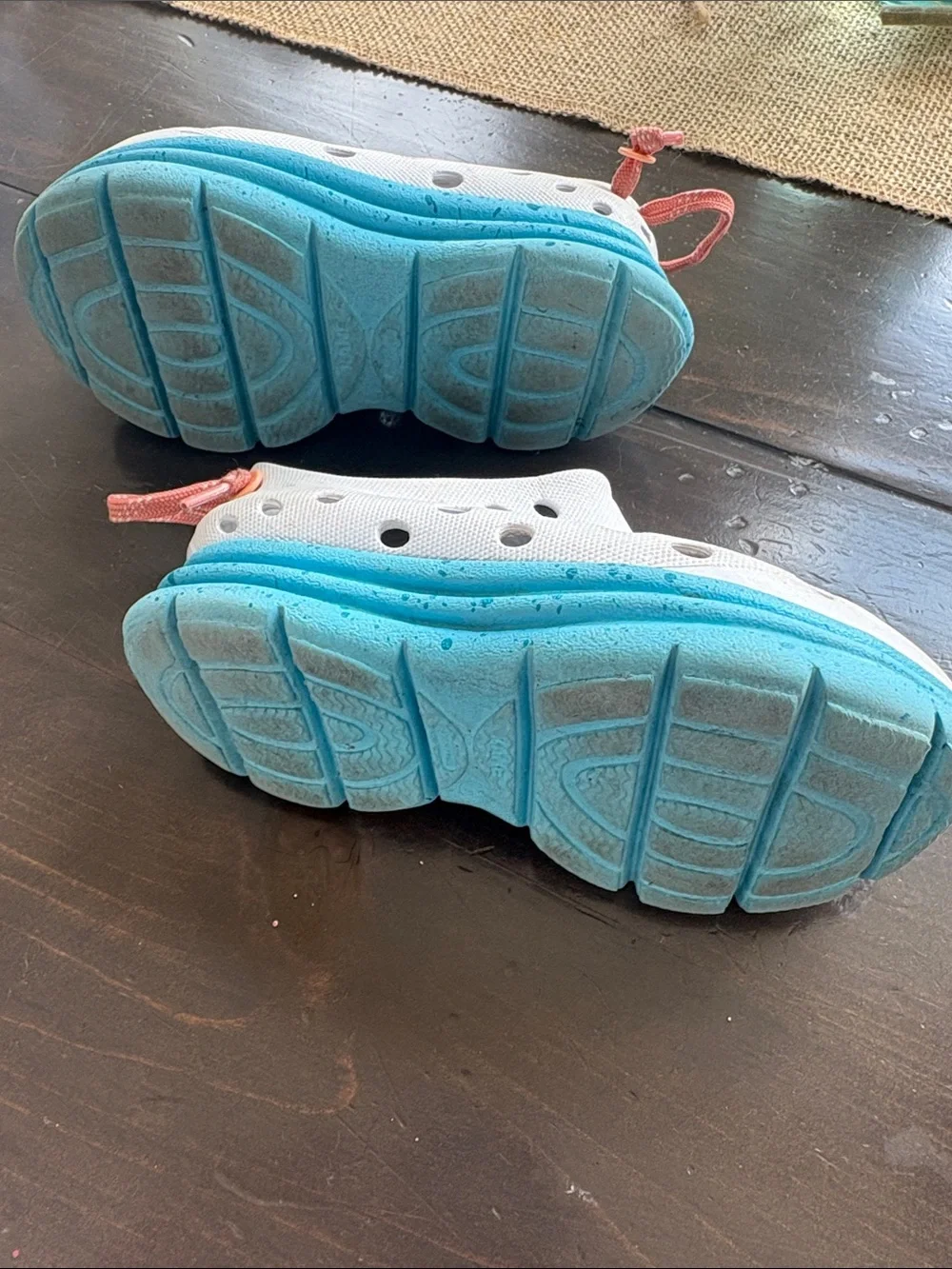 Kids White Water Shoes with Blue Sole — Slip-On Quick-Dry